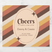 Retro Style Stripes Seventies Groovy 70s Hippie Sparkling Wijnetiket (Enkel label)