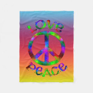 Retro Style Stropdas-Dye Peace and Love Fleece Deken
