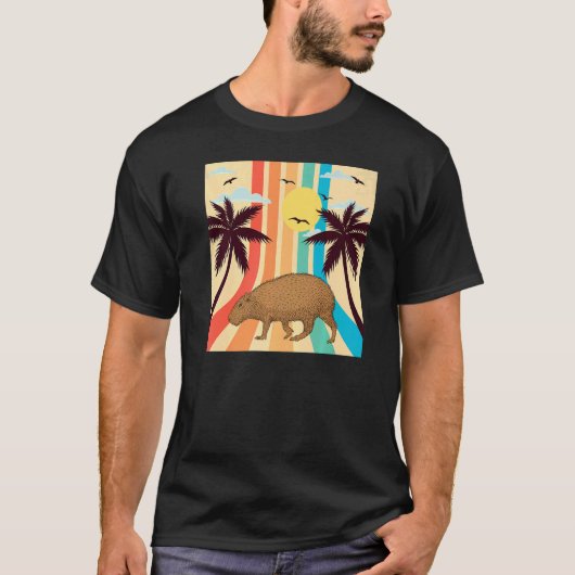 Retro Style Summer Sunset Giant Cavy roden T-shirt (Voorkant)