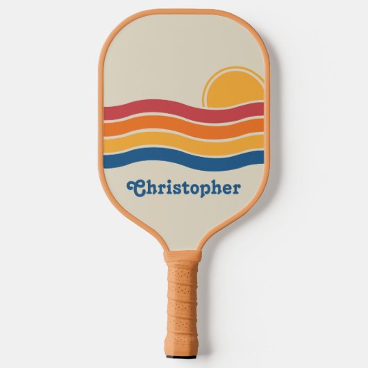 Retro Style Sunrise Pastel Rainbow scriptnaam Pickleball Paddle (Achterkant)
