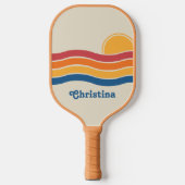 Retro Style Sunrise Pastel Rainbow scriptnaam Pickleball Paddle (Voorkant)