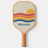 Retro Style Sunrise Pastel Rainbow scriptnaam Pickleball Paddle (Achterkant)