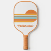 Retro Style Sunrise Pastel Rainbow scriptnaam Pickleball Paddle (Voorkant)