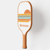 Retro Style Sunrise Pastel Rainbow scriptnaam Pickleball Paddle (Links)