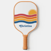 Retro Style Sunrise Pastel Rainbow scriptnaam Pickleball Paddle (Achterkant)