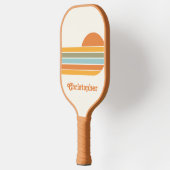 Retro Style Sunrise Pastel Rainbow scriptnaam Pickleball Paddle (Links)