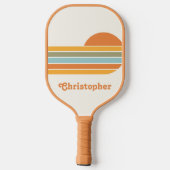 Retro Style Sunrise Pastel Rainbow scriptnaam Pickleball Paddle (Achterkant)