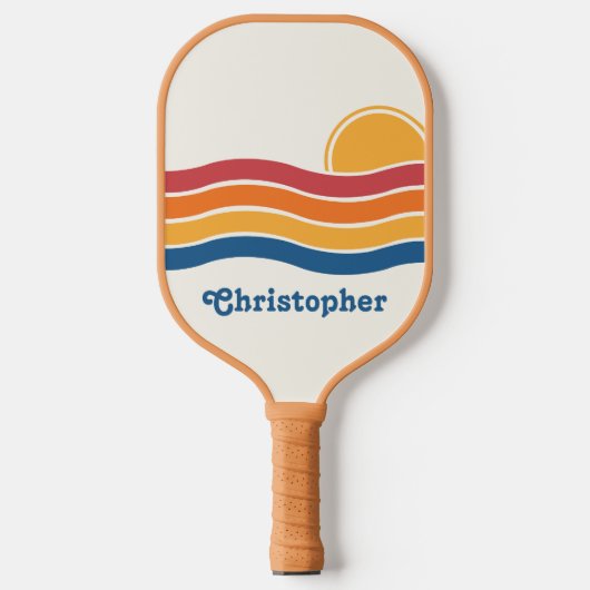 Retro Style Sunrise Pastel Rainbow scriptnaam Pickleball Paddle (Voorkant)