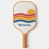 Retro Style Sunrise Pastel Rainbow scriptnaam Pickleball Paddle (Voorkant)