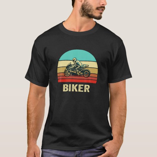 retro Style Sunset Biker T-shirt (Voorkant)