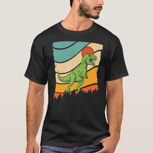  Retro Style Sunset Dinos Rex Dinosaur T-shirt (Voorkant)