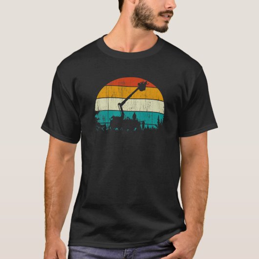 retro Style Sunset Pine Tree Cranes Boom T T-shirt (Voorkant)