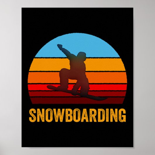 Retro Style Sunset Snowboarding Poster (Voorkant)