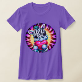 Retro Style Sweet Zebra Valentijn T-shirt