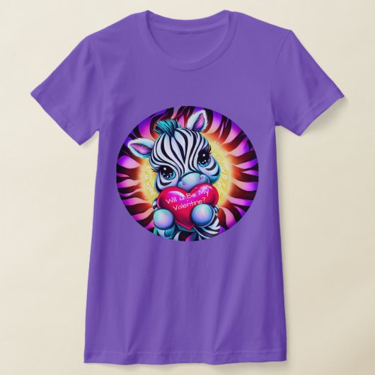 Retro Style Sweet Zebra Valentijn T-shirt (Laagn)