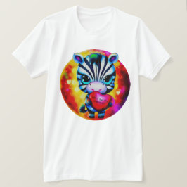 Retro Style Sweet Zebra Valentijn T-shirt