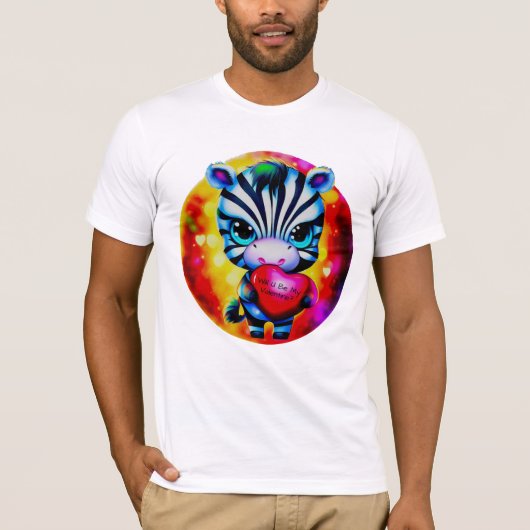 Retro Style Sweet Zebra Valentijn T-shirt (Voorkant)