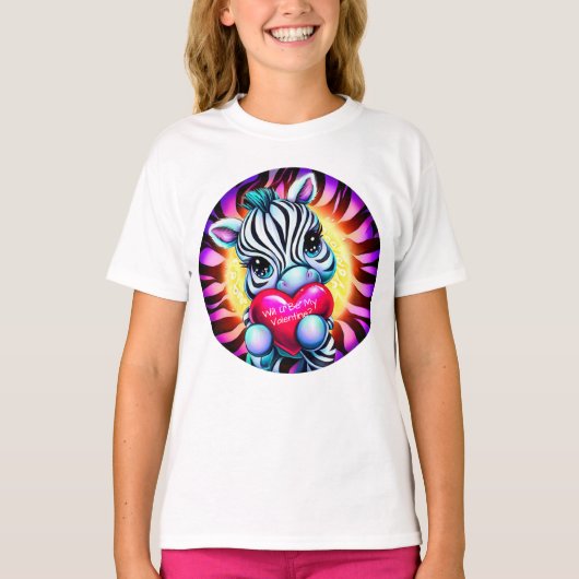 Retro Style Sweet Zebra Valentijn T-shirt (Voorkant)