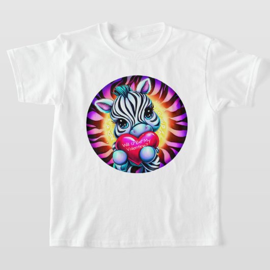 Retro Style Sweet Zebra Valentijn T-shirt (Laagn)