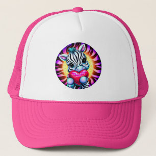 Retro Style Sweet Zebra Valentijn Trucker Pet