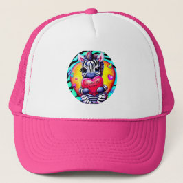 Retro Style Sweet Zebra Valentijn Trucker Pet