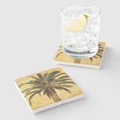 Retro Style Tropical Island  Palm Tree Stenen Onderzetter (Zijkant)