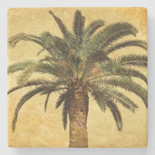 Retro Style Tropical Island  Palm Tree Stenen Onderzetter