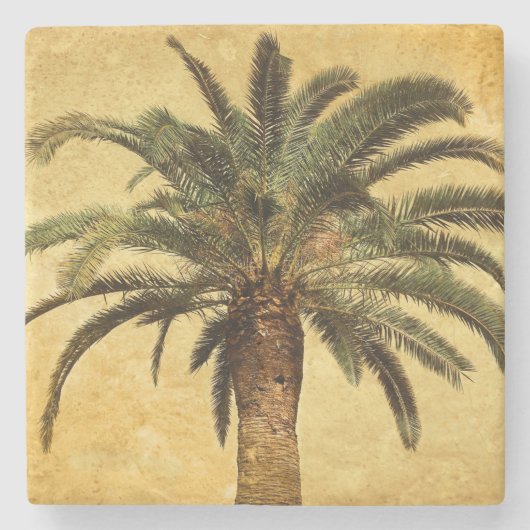 Retro Style Tropical Island  Palm Tree Stenen Onderzetter (Voorkant)