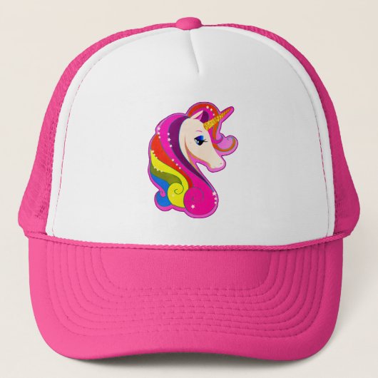 RETRO  STYLE UNICORN PEGASUS TRUCKER HAT TRUCKER PET (Voorkant)