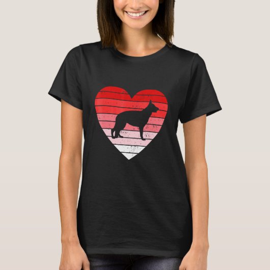Retro Style Valentijnsdag German Shepherd T-shirt (Voorkant)