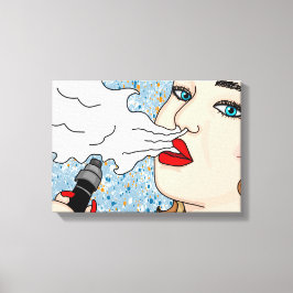 Retro Style Vaping Lady Canvas Afdruk