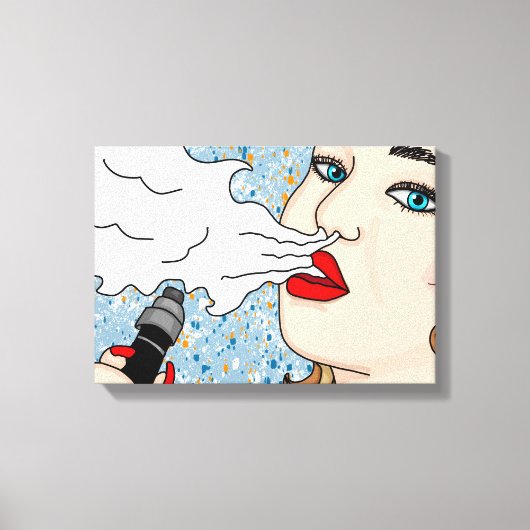 Retro Style Vaping Lady Canvas Afdruk (Voorkant)