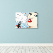 Retro Style Vaping Lady Canvas Afdruk (Insitu (Houten vloer))