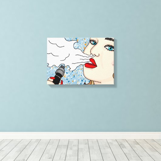 Retro Style Vaping Lady Canvas Afdruk (Insitu (Houten vloer))