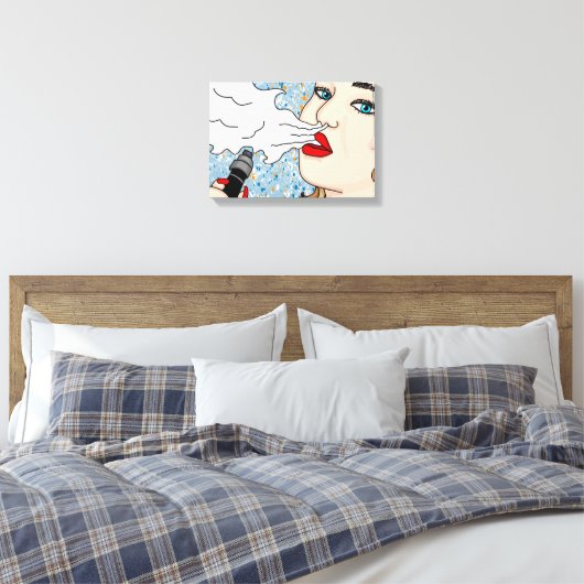 Retro Style Vaping Lady Canvas Afdruk (Insitu (Slaapkamer))