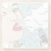 Retro Style Vaping Lady Glazen Onderzetter (Achterkant)