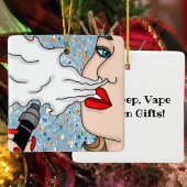 Retro Style Vaping Lady Kerstmis Keramisch Ornament