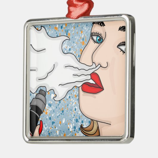 Retro Style Vaping Lady Kerstmis Metalen Ornament (Links)