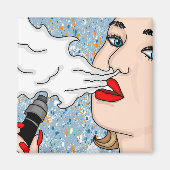Retro Style Vaping Lady Magneet (Voorkant)