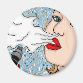 Retro Style Vaping Lady Magneet (Voorkant)