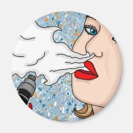 Retro Style Vaping Lady Magneet