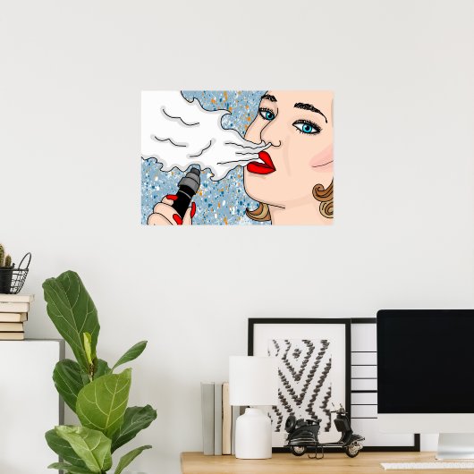 Retro Style Vaping Lady Poster (Thuiskantoor)