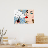 Retro Style Vaping Lady Poster (Keuken)