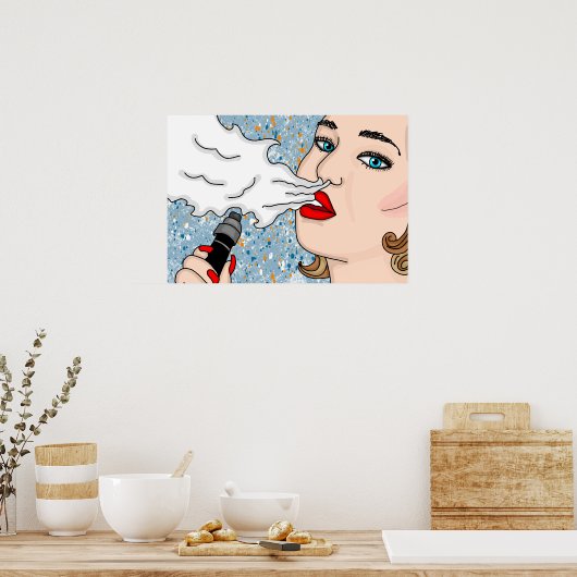 Retro Style Vaping Lady Poster (Keuken)