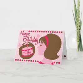 Retro Style Verjaardagsmeisje - Wenskaart Kaart