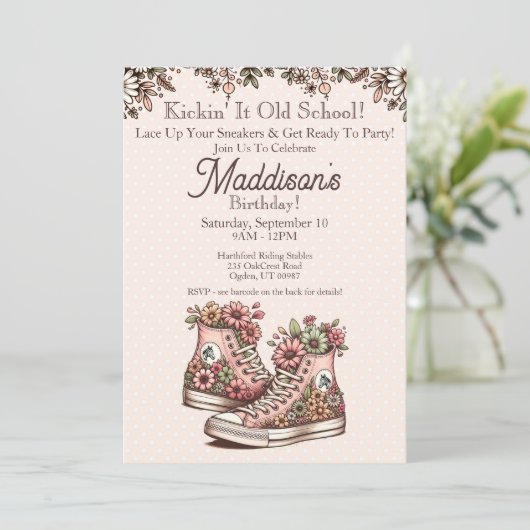 Retro Style verjaardagsuitnodiging Kaart (Staand voorkant)