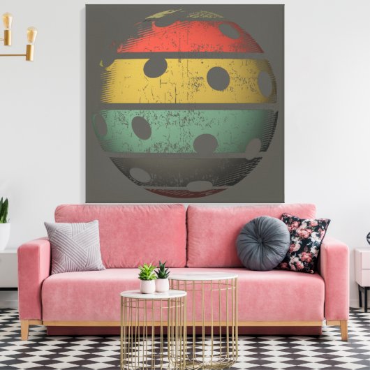 Retro Style Verstrekte Pickleball Art Canvas Afdruk (Insitu (Woonkamer))
