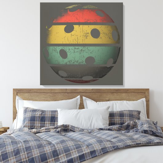 Retro Style Verstrekte Pickleball Art Canvas Afdruk (Insitu (Slaapkamer))