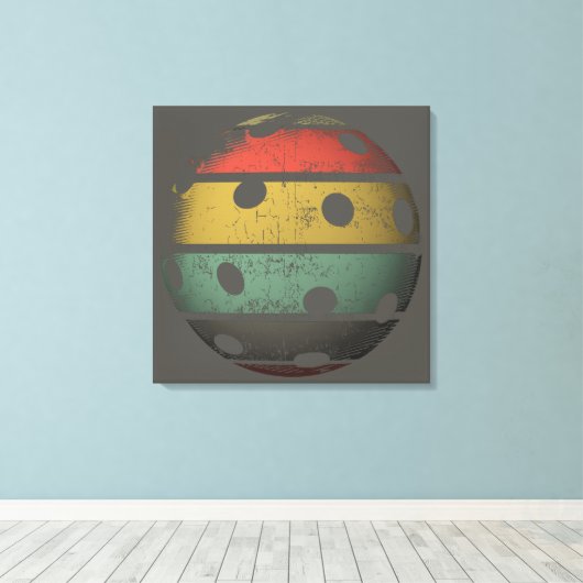 Retro Style Verstrekte Pickleball Art Canvas Afdruk (Insitu (Houten vloer))