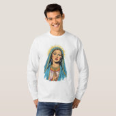 Retro Style Virgin Mary Men's Long Sleeve Tee T-shirt (Voorkant volledig)